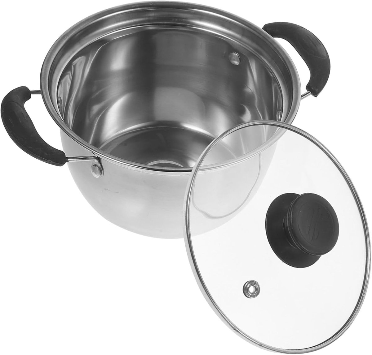 Kookpan RVS - Soepketel Steelpan - Maaltijden Bereiden - Dubbele Handgrepen - 21 cm - Zilverkleurig