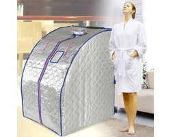 Draagbare Sauna - Inklapbare Cabine - Ontspanning Thuis - 4 Infrarood Panelen - 80 x 70 x 98 cm - Zilver