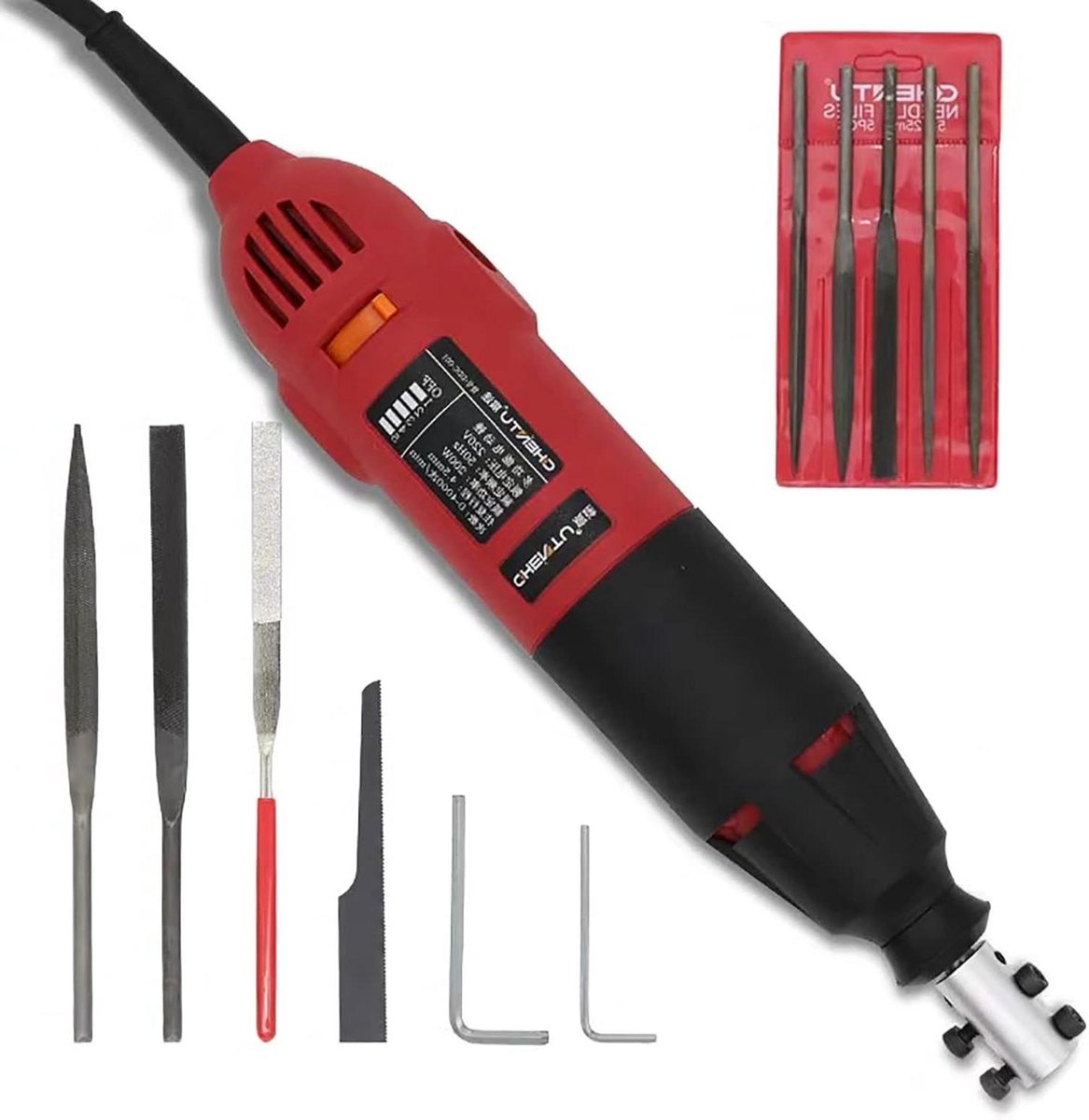 Elektrisch Vijlgereedschap - Metaalvijlset Naaldvijl - Precisie Metaalbewerking - Vijf Snelheidsstanden - Slaglengte 4mm - One Color