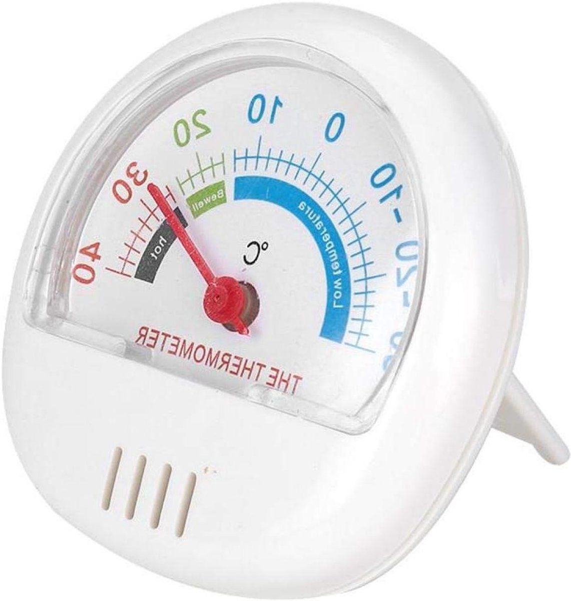 Koelkast Thermometer - Vriezer Meter - Voedsel Veilig - Mechanisch Groot Display - 6.5 x 2 cm - Wit