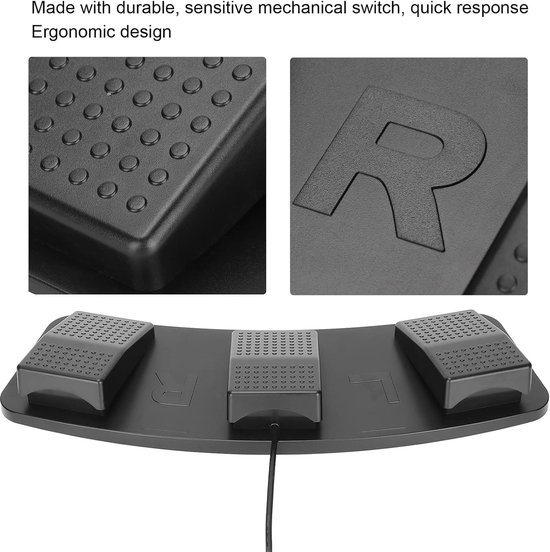 USB Voetpedaal - Drievoudige Schakelaar - Computertoetsen - Programmeerbaar - 3 Pedaal - Zwart — afbeelding 3