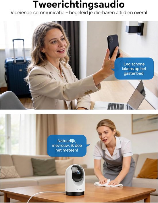 Binnen Camera Set - Beveiligingscamera's WiFi - Huis Dieren Bewaken - 360 Graden Rotatie - 2 Stuks - Wit — afbeelding 2