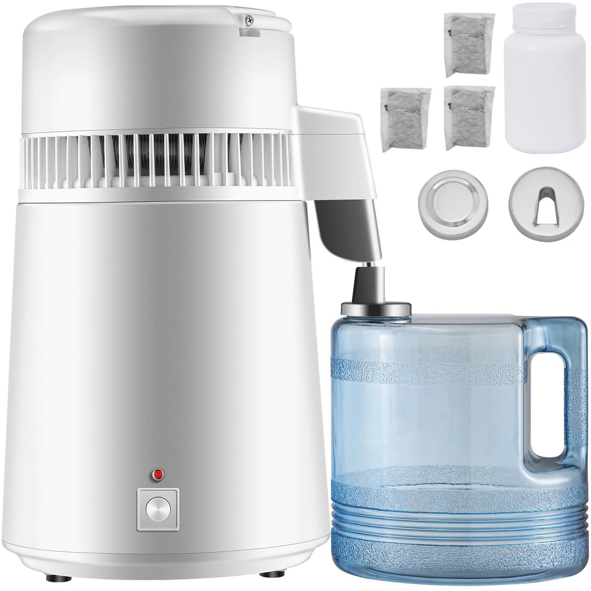 Golaro Waterdestilleerder - 4 Liter - RVS Binnentank - 750 W- Waterzuiveraar - Filterwaterdestilleerder met Opvangfles - Wit