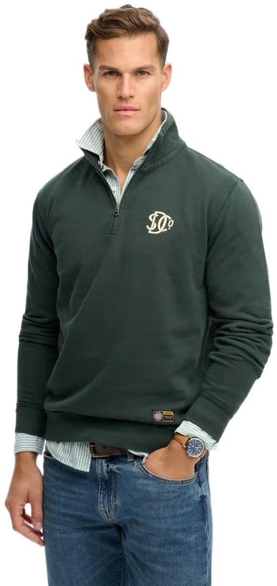 Superdry Athletic Half Rits Trui L Man Groen