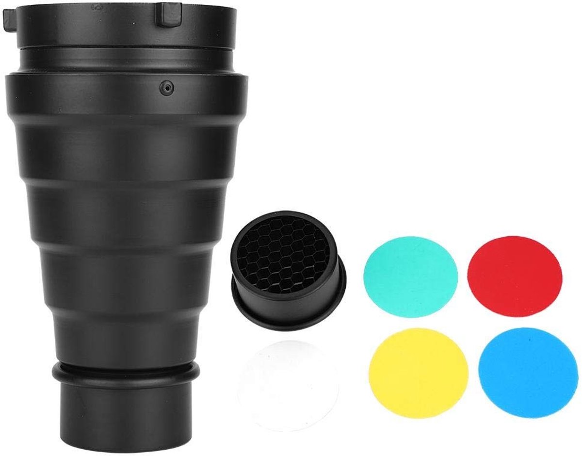aladdien - Bowens Snoot Honeycomb Grid - Lichtstraalbuis - Voor Studio Fotografie - Aluminium - Lichtbeheersing - Geschikt voor Strobe Flitsers - Me..