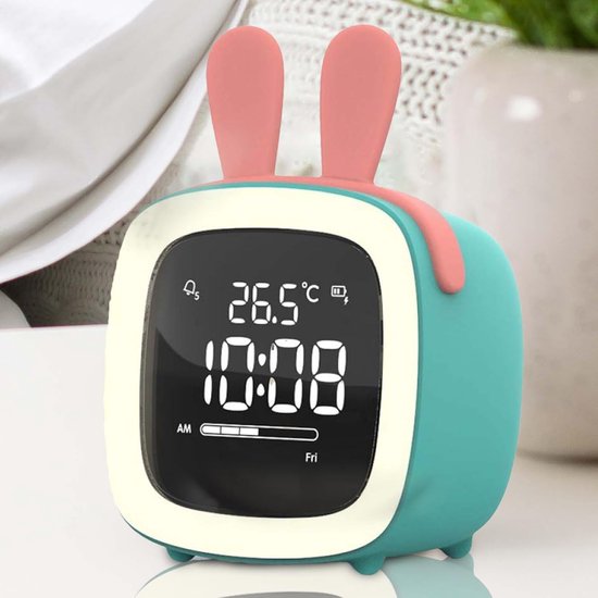 Kinderwekker Slaaptrainer - Digitale klok - Ochtendroutine Verbeteren - Met Nachtlampje - 12 cm Breed - Multicolor — afbeelding 4