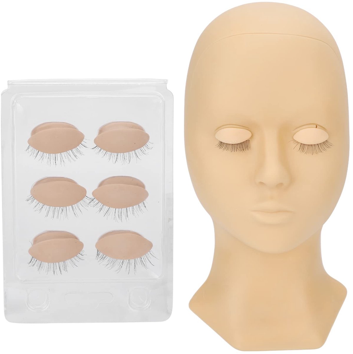aladdien - Wimpertraining mannequin hoofd - Inclusief 3 verwisselbare oogleden - Perfect voor wimperextensions training - Professioneel gebruik - Id...