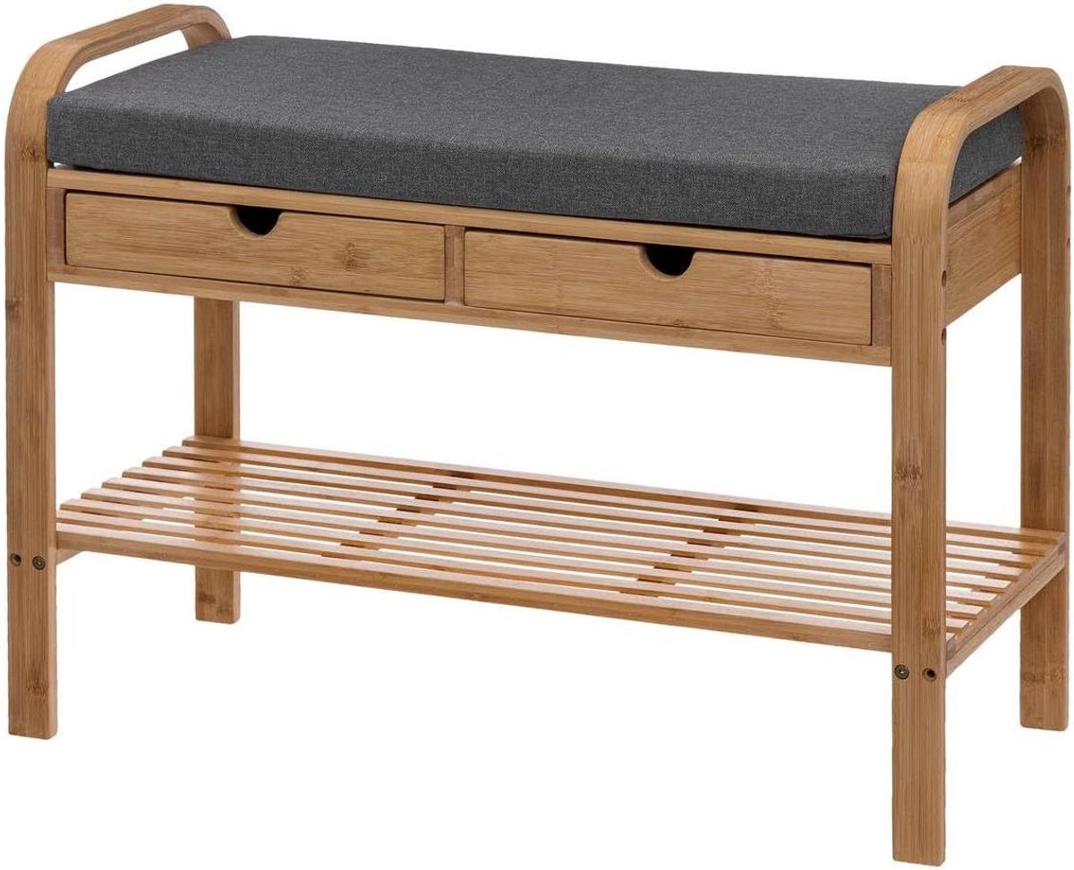 Schoenenrek met laden - Schoenenbank - Opbergen van schoenen - Met 2 laden - L 74 cm - Bamboe