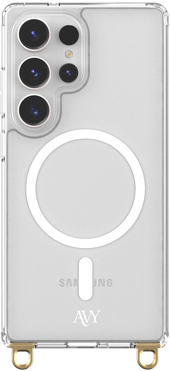 AVY Transparant Hoesje | Geschikt voor Samsung Galaxy S25 Ultra | Compatibel met MagSafe | Clear Case | Haakjes voor koord