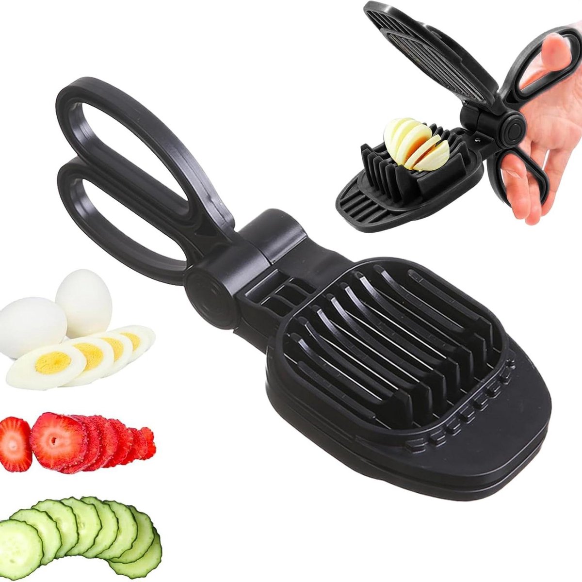 Fruitsnijder - Keuken tool - Snel snijden - Roestvrij staal - 22 cm - Zwart