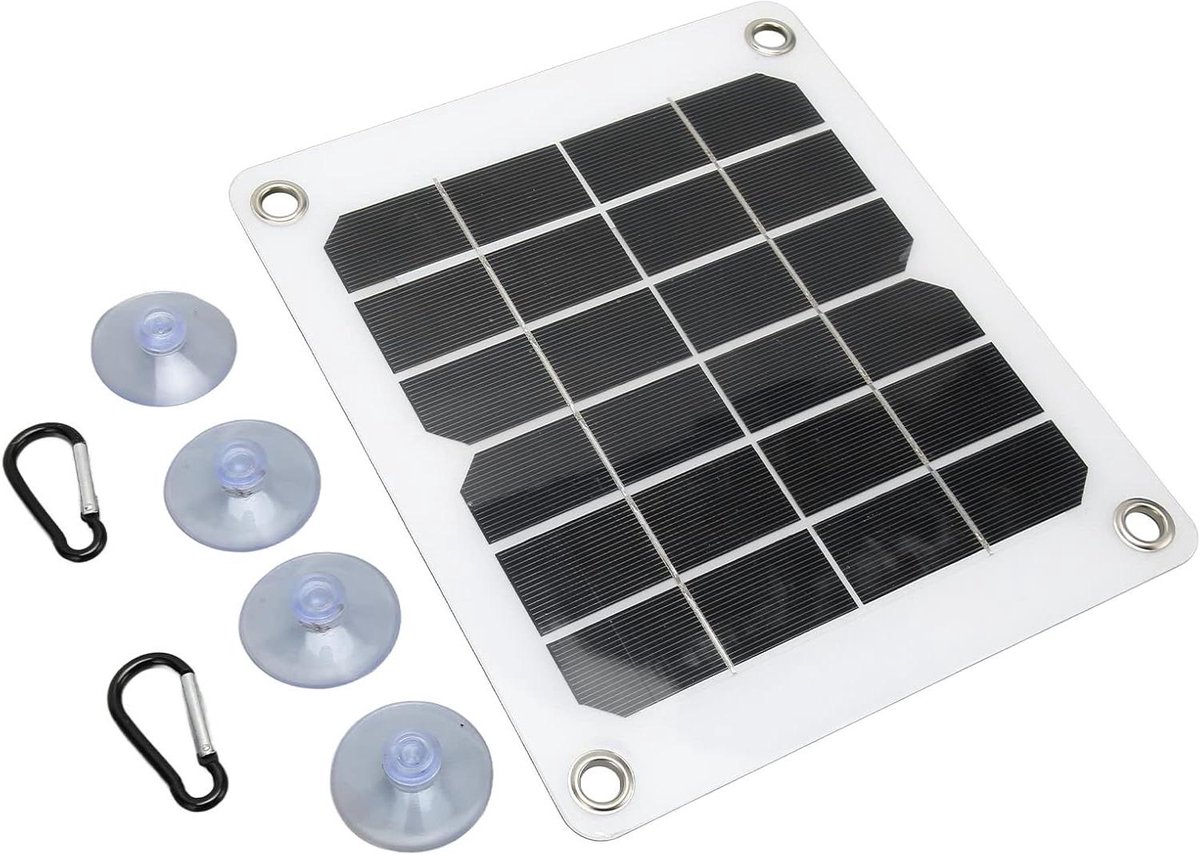 Draagbaar Zonnepaneel - Monokristallijne Oplader - Opladen Onderweg - 20W USB Output - Compact Ontwerp - Zwart