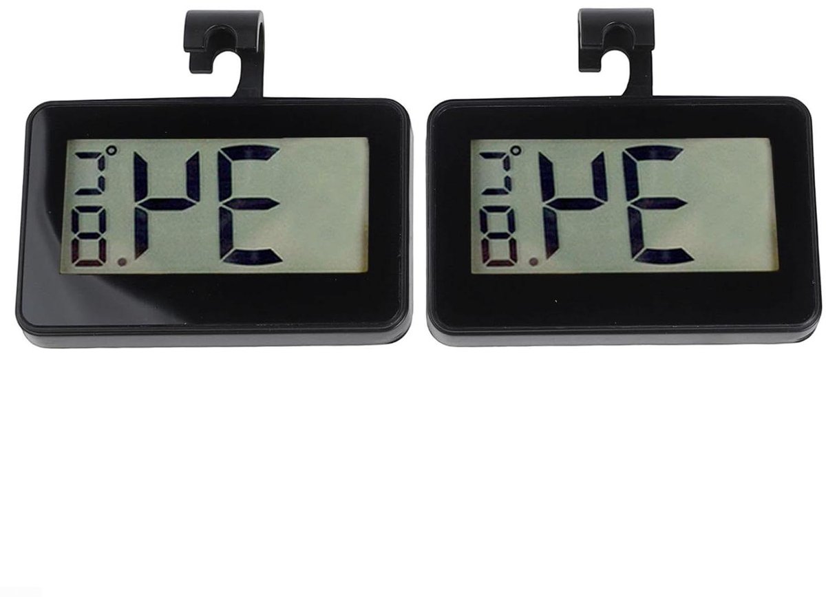 Koelkastthermometer - Temperatuurmeter - Voedselopslag - Waterdicht ontwerp - 2 stuks - Zwart