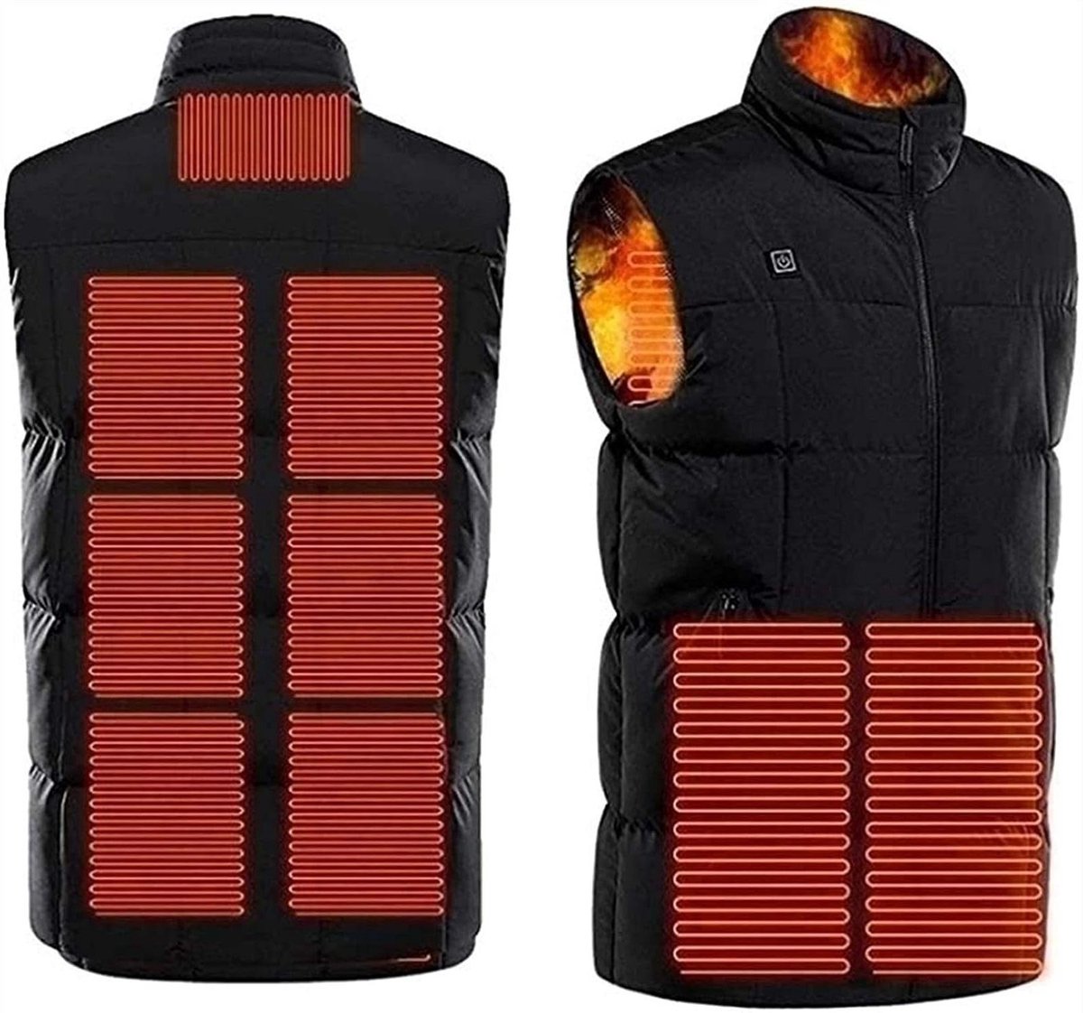 Verwarmd Vest - Elektrisch Gilet - Buiten Activiteiten - 9 Verwarming Zones - 3 Temperatuurstanden - Zwart
