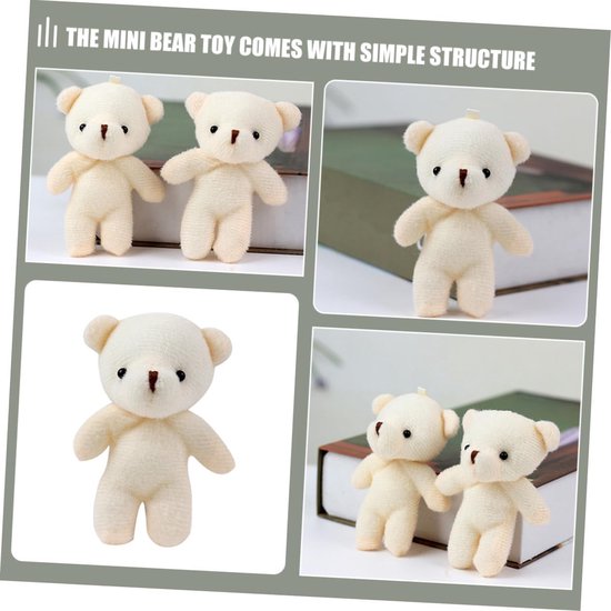 Mini Pluche Beren - Knuffel Hangers - Tas Decoratie - Zacht en Duurzaam - 8 Stuks - Wit van MINI — afbeelding 3
