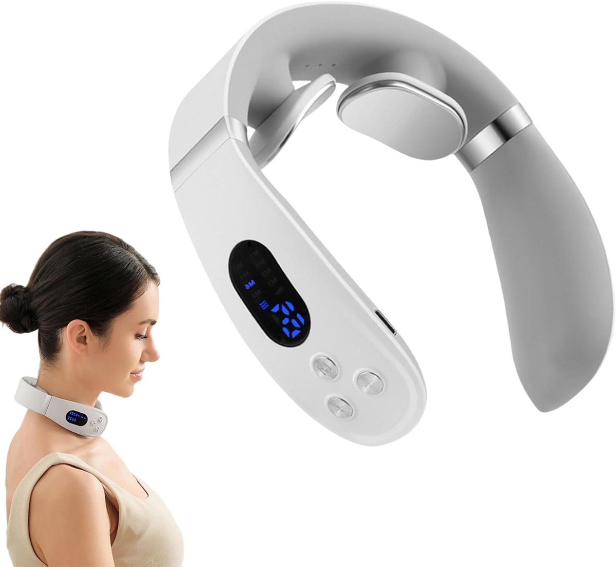 Nekmassageapparaat - Neksteun - Spierontspanning - Warmtefunctie - 15 cm - Zwart