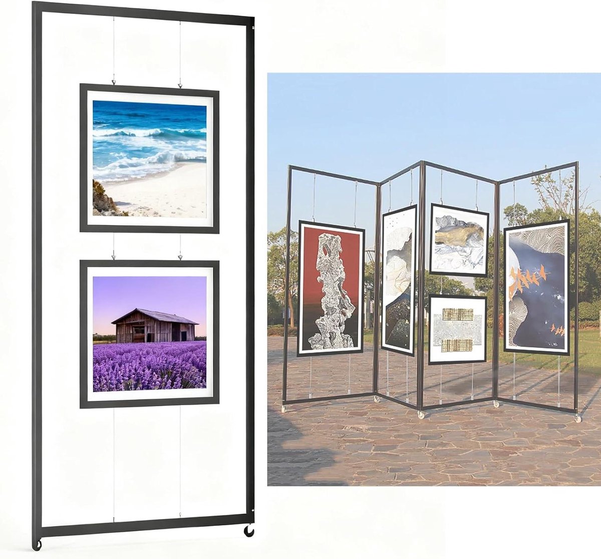 Schilderijstandaard - Displayrek - Kunst Tentoonstellen - Opvouwbaar - 60x160cm - Zwart