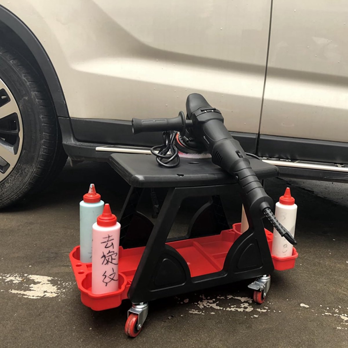 Werkplaatskruk - Rolstoel met laden - Auto onderhoud - Met remmen - 57.5 cm - Zwart