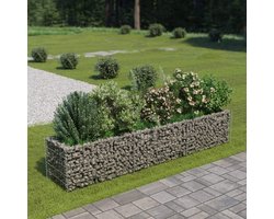 Schanskorf bloembak - Steenmand tuin - Tuin afscheiding - Verzinkt staal - 270 x 50 x 50 cm - Zilver