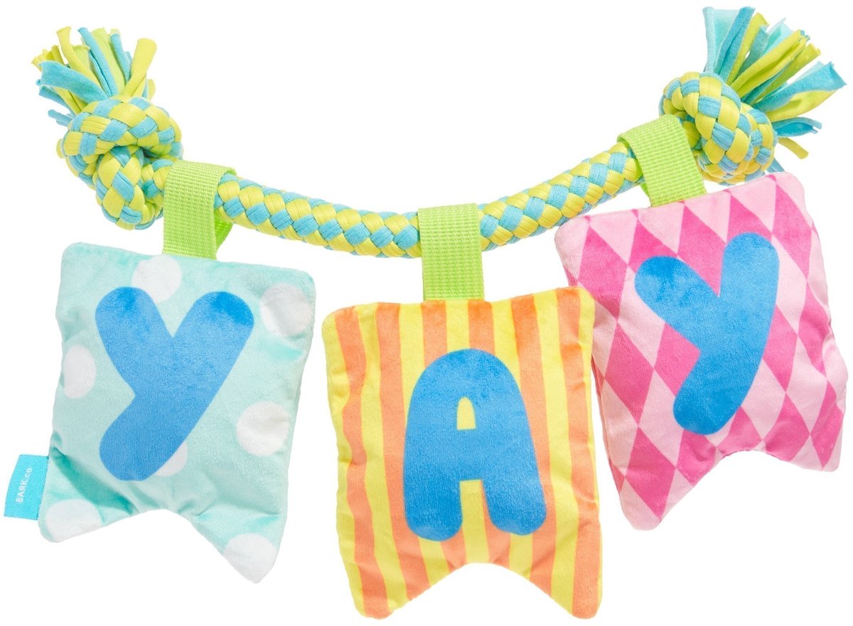 Bark happy yay banner birthday pluche 36x25x6 cm