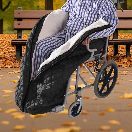 Rolstoel Voetenzak - Warmtedeken - Buiten Zitten - Winddichte Stof - 130 cm Lang - Zwart — afbeelding 3