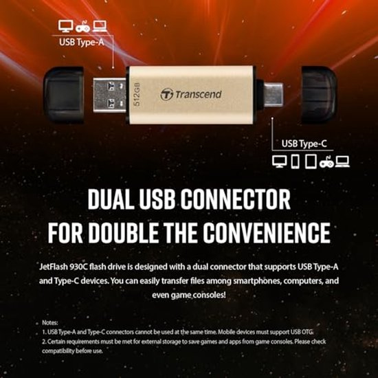 USB Flash Drive - Geheugenstick Gegevensdrager - Snelle Data Overdracht - Dubbele Aansluiting - 128 GB - Goudkleurig — afbeelding 3