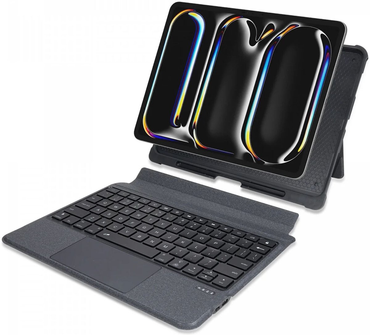 Buddi Thorn Hoes met QWERTY Toetsenbord Geschikt voor iPad Pro 11 (2024/2025) | Beschermhoes | Bluetooth 5.0 | met Penhouder | Book Case | Magnetisch Uitneembaar | Trackpad | Zwart/Grijs