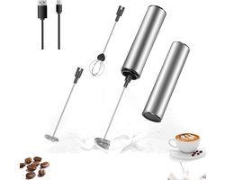 Oplaadbare Elektrische Melkopschuimer USB - RVS - 2 Snelheden voor Latte, Cappuccino & Frappé