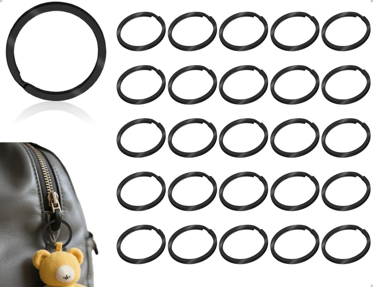 aladdien - Sleutelhangers - DIY Sleutelhangers - Klassiek en Elegant - Zwart - Metaal Sleutelhangers - Perfect voor Creatieve Projecten - 25 Stuks
