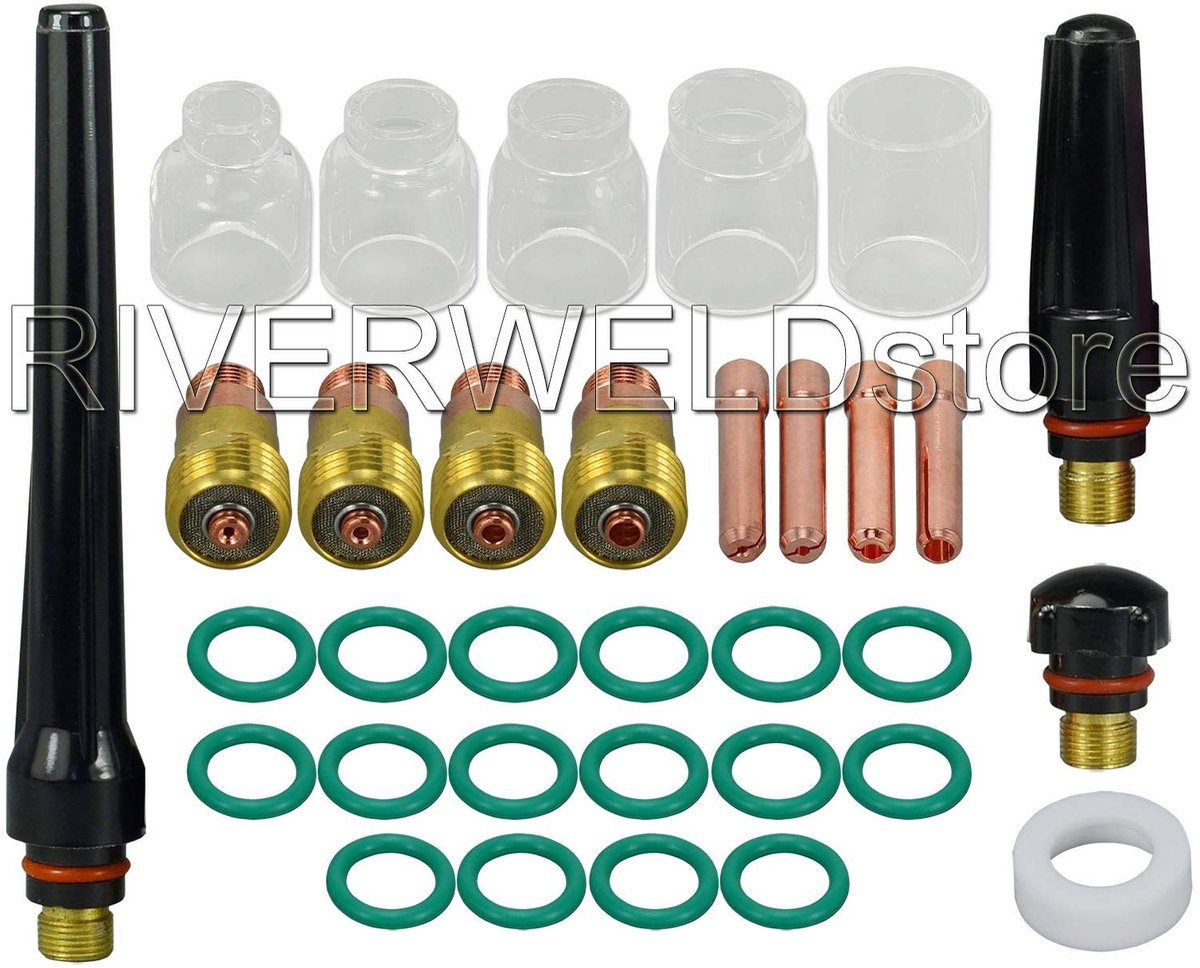 aladdien Stubby Gas Lens Collet Body - 33 Delen Set - Assortiment - Pyrex Glas - Kwaliteitsmateriaal - Geschikt voor SR WP 17 18 26 - Diverse ...