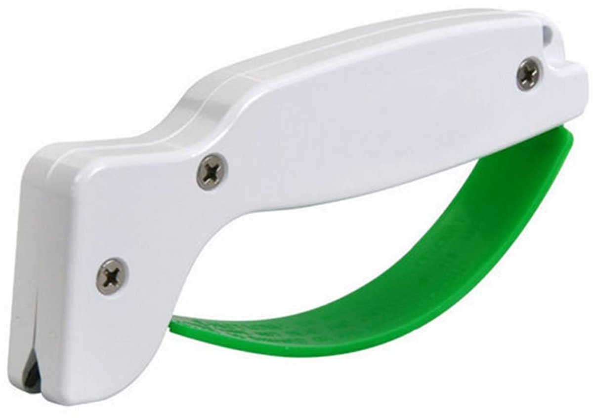aladdien - Draagbare handslijper - Snijgereedschap slijpen - Ergonomisch ontwerp - Groen - Hones gekartelde messen - Geschikt voor buiten - 100 gram