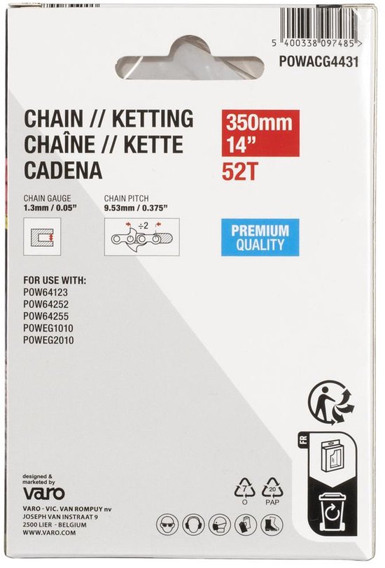 Powerplus - POWACG4431 - Ketting - 14" - 350mm - 52T - Premium van Powerplus — afbeelding 3