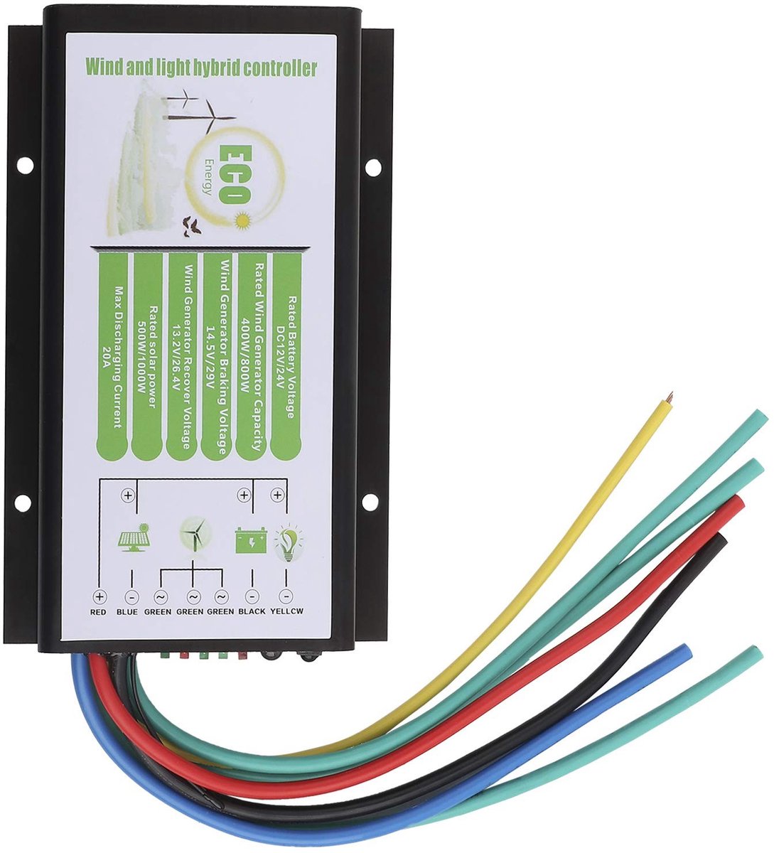 Hybrid Solar Charge Controller 500/1000W - 12/24V voor Hybride Fotovoltaïsche Systemen