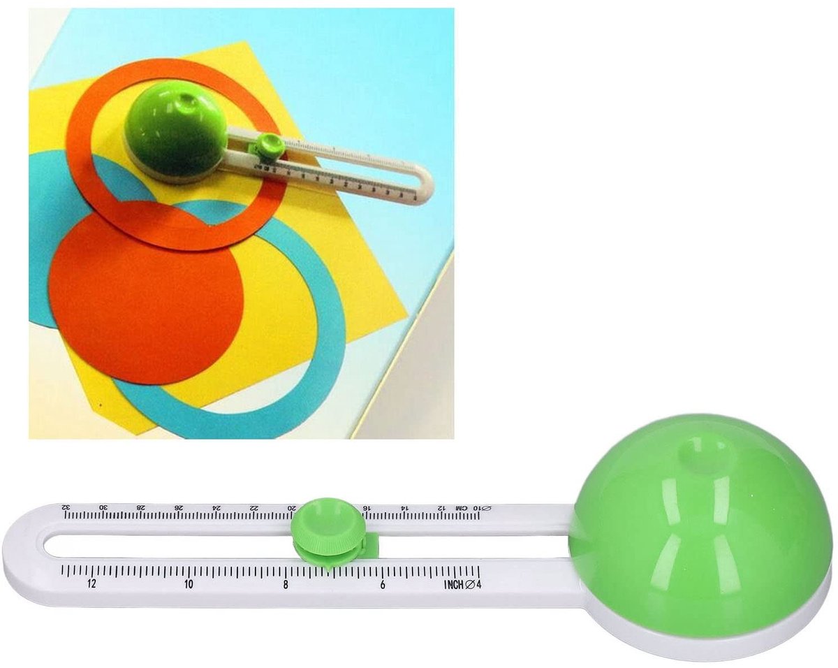 ONF3 - Circulaire Papercutter - Verstelbare Snijtool - Voor Cirkelvormige Sneden - Groen - Precisie Snijden - Gebruiksvriendelijk