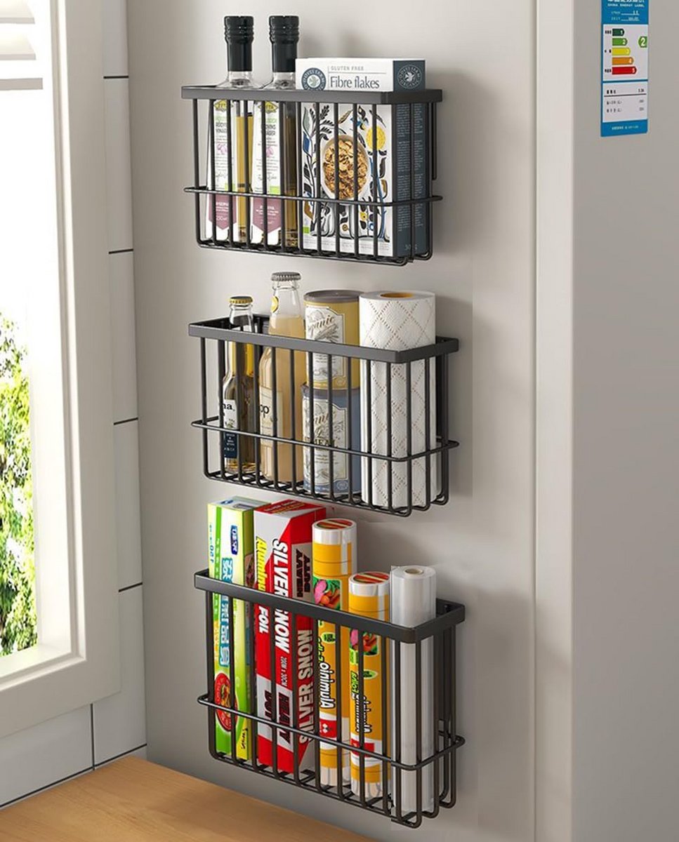 Set van 2 Zelfklevende Opbergdozen voor Kastdeur of Muur - Ideaal voor Keuken, Badkamer en Koelkast