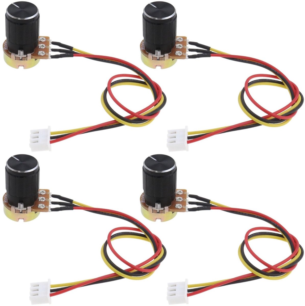 aladdien - Verstelbare Rotary Speed Potentiometer - 4 stuks - 100Kohm - XH2.54-3P - Wasmachine Accessoires - Metaal en PVC - Geschikt voor DIY p...