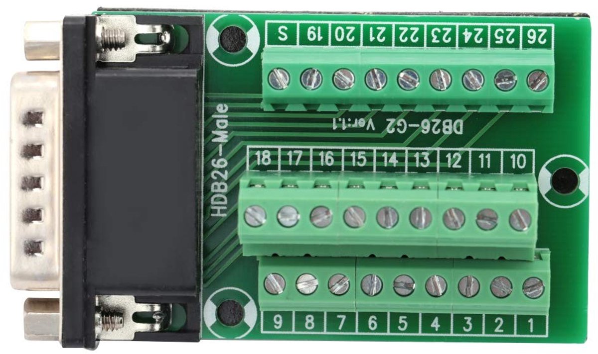 aladdien - Breakout Board Module - DB26 D-SUB Mannelijke Adapter - Isolerende Mat - Signalen Module - Connector met Verpakking - Geschikt voor...