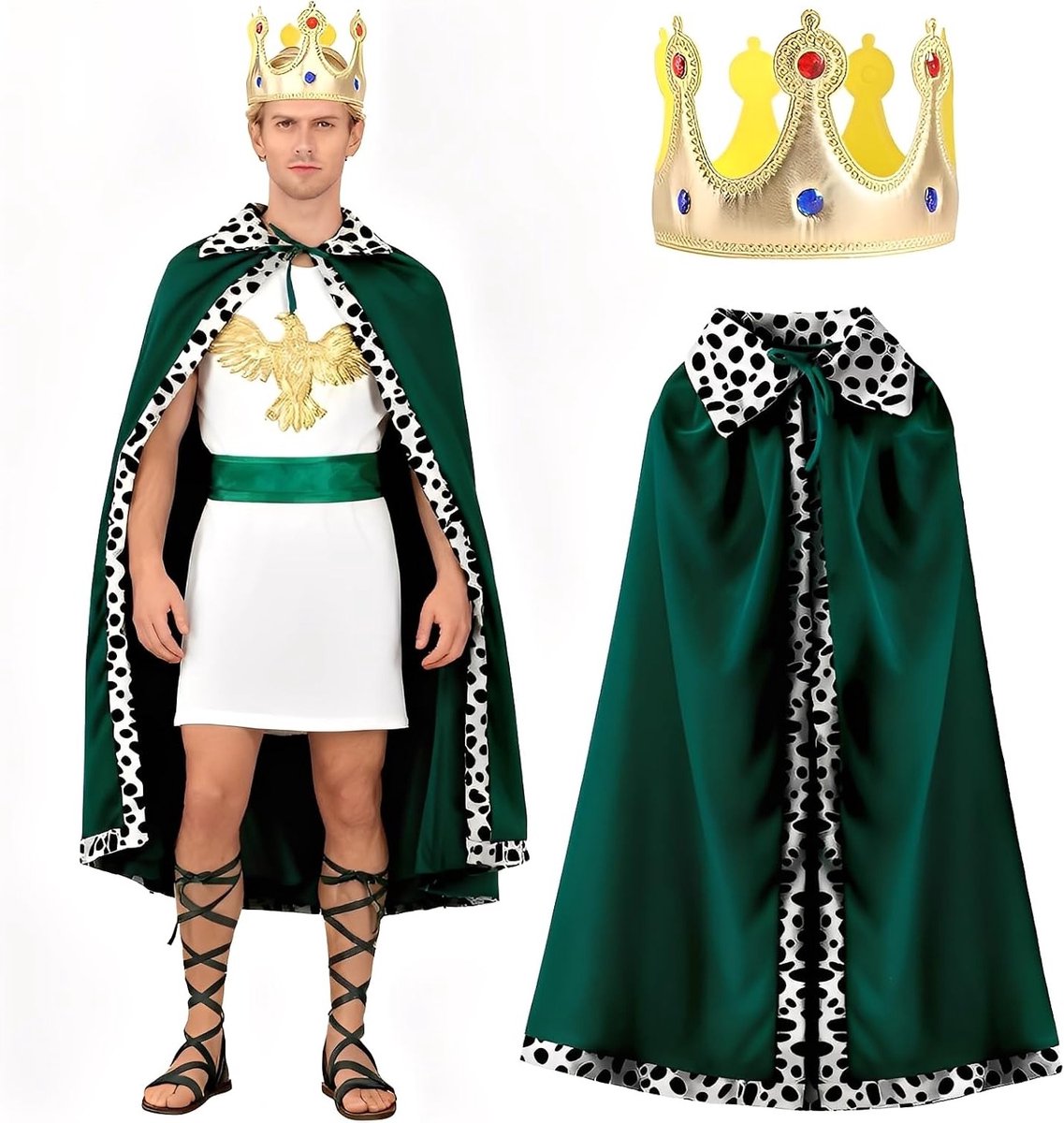 Elegante Koningin Cape van Fluweel met Bijpassende Kroon voor Feestelijke Kostuums en Theatrale Optredens