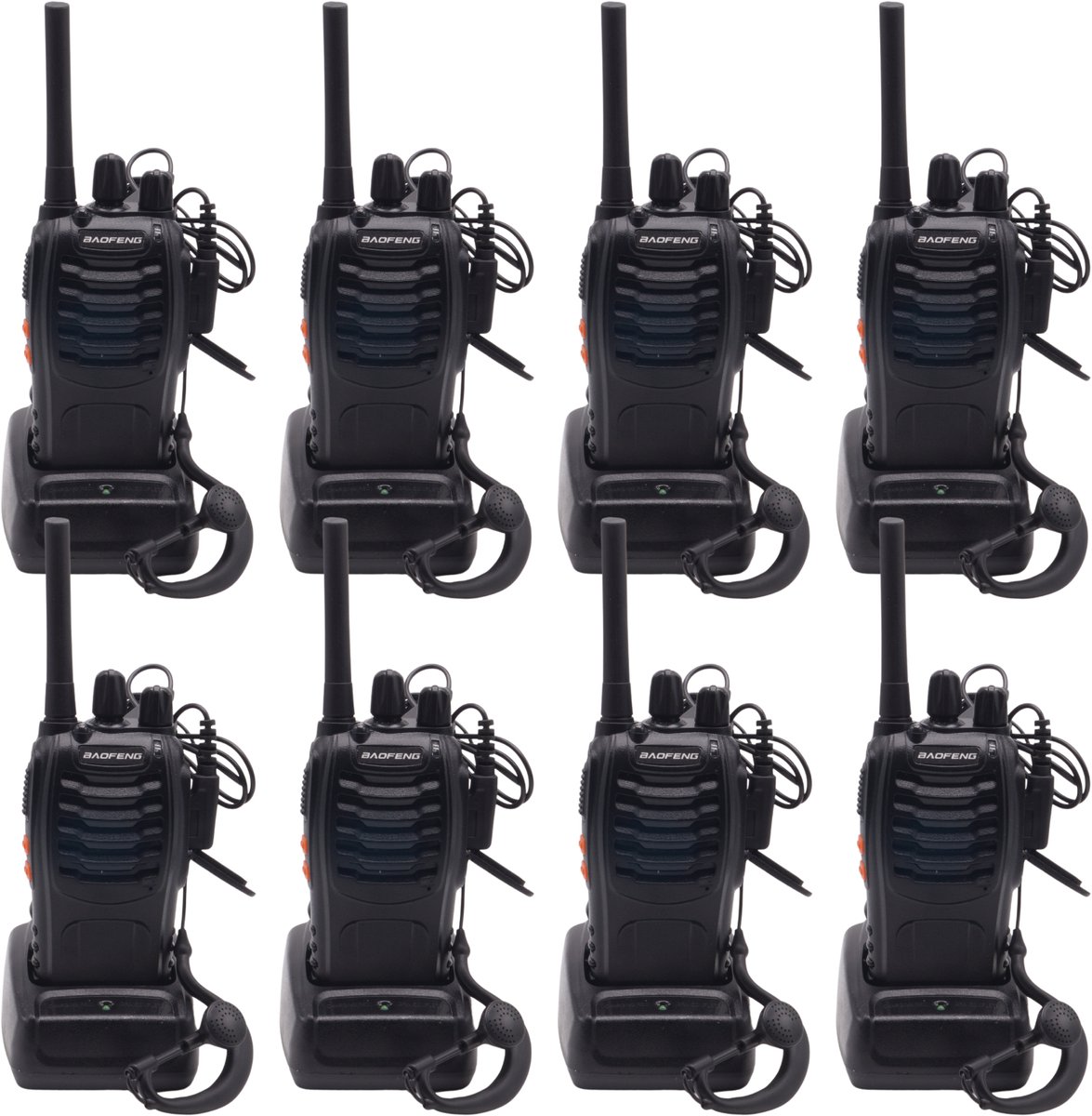 Walkietalkie - Set van 8x Baofeng BF-88E PMR portofoons - Met headsets