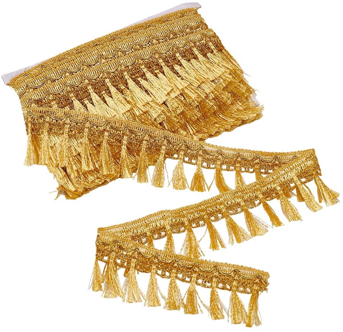 aladdien - Gouden franje boord - Decoratief kantlint - 21,8 meter - Gevlochten stof - Perfect voor gordijnen en lampenkappen - Creatieve woondecoratie