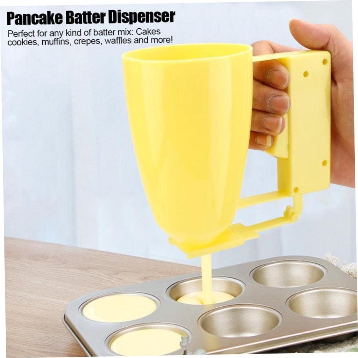 Beslag Dispenser - Deeg Verdeeler - Bakken Maken - Food Grade Plastic - 14.5 x 9 cm - Geel