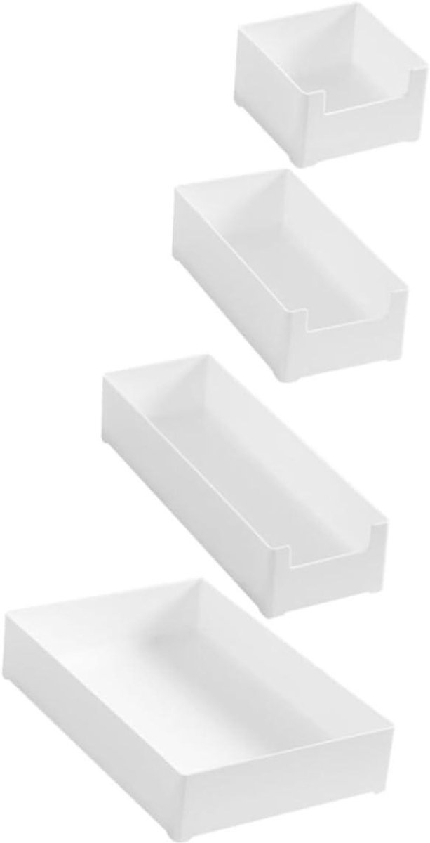 Lade Organizers - Opbergbakjes - Bureau Ordenen - Set van 4 - 6x20x6 cm - Wit