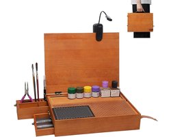Opvouwbare Werkbank - Hobby Tafel - Modelbouw Projecten - Geïntegreerde Opbergruimte - 34 x 26 cm - Bruin