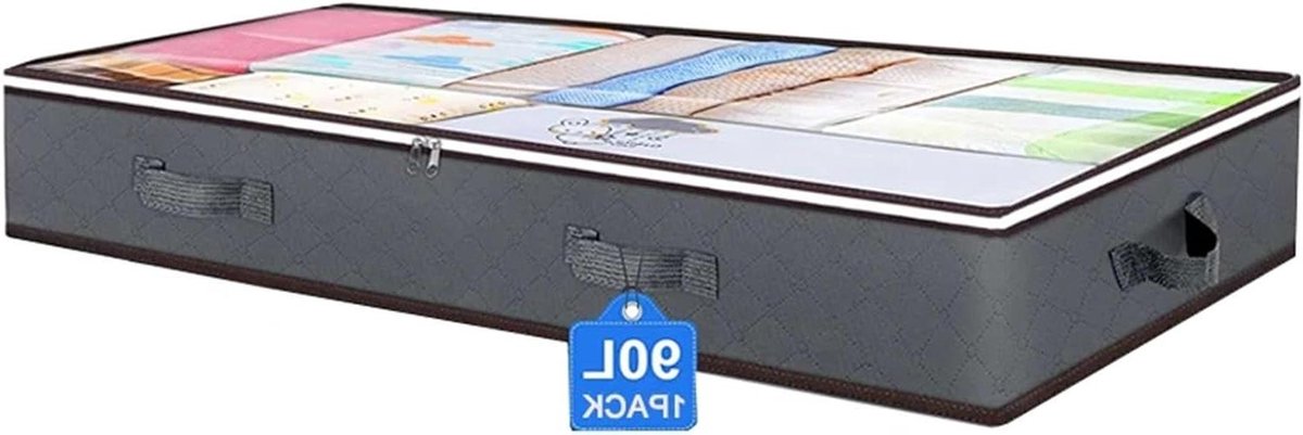 Opbergbox Onder Bed - Bedbox Kleding - Ruimte Besparen - Vouwbaar Ontwerp - 75 Liter - Grijs