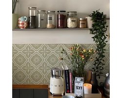 Alwayspon Tile Sticker, Sage Green Self-Adhesive Adhesive Tiles Sticker for Bathroom, Kitchen, Splash Guard, Release and Apply, Vinyl Wall Tile Sticker, 25 x 15 cm