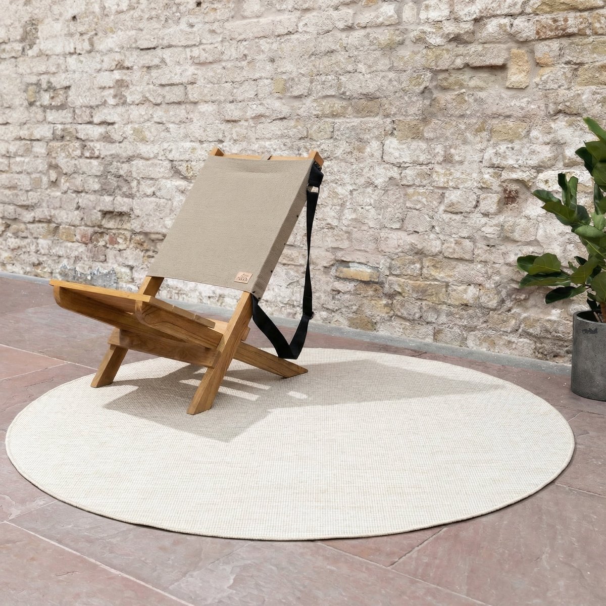 Rond buitenkleed Tone wit/naturel - Interieur05 - Rond 200 Ø - (L)