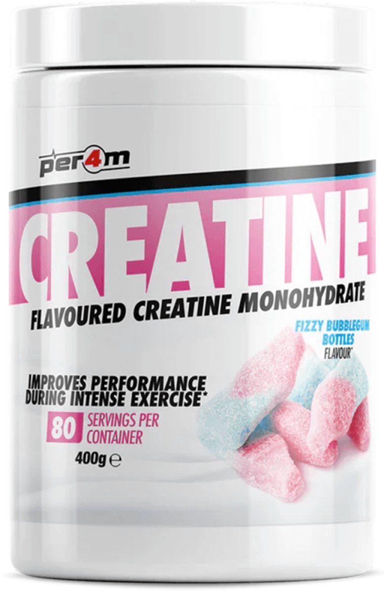 Per4m Creatine Flavoured (400g) Fizzy Bubblegum Bottles - Creatine - Creatine Monohydraat