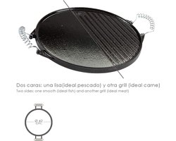 Guison 12045 Ronde geëmailleerde gietijzeren bakplaat, 42 cm, zwart
