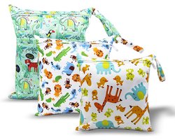 Natte Tas, HOTLIKE Droge Natte Tas, 3-delige luiertas voor Doek, luiers Reistas Organizer Waterdichte Herbruikbare Productentassen met Handvat en 2 Ritszakken, Natte Pak Tas voor Uitstapjes Beach Daycare Gym (Groen)