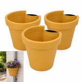 Benza Pot de fleurs pour tuyau de descente Jaune ocre – Lot de 3 – Ø 23,5 x 21 cm – Polypropylène – 90 % de matériaux recyclés