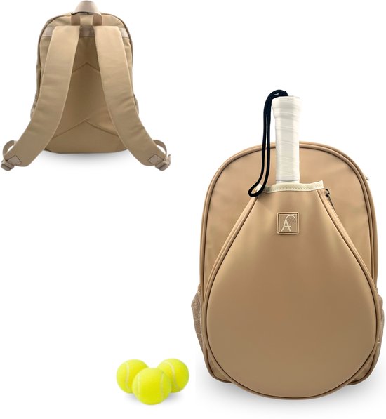 Padeltas Rugzak met Racketvak – Aferra Elite Premium Padelbag – Padel Tas Heren & Dames – Zand Beige - Waterafstotend